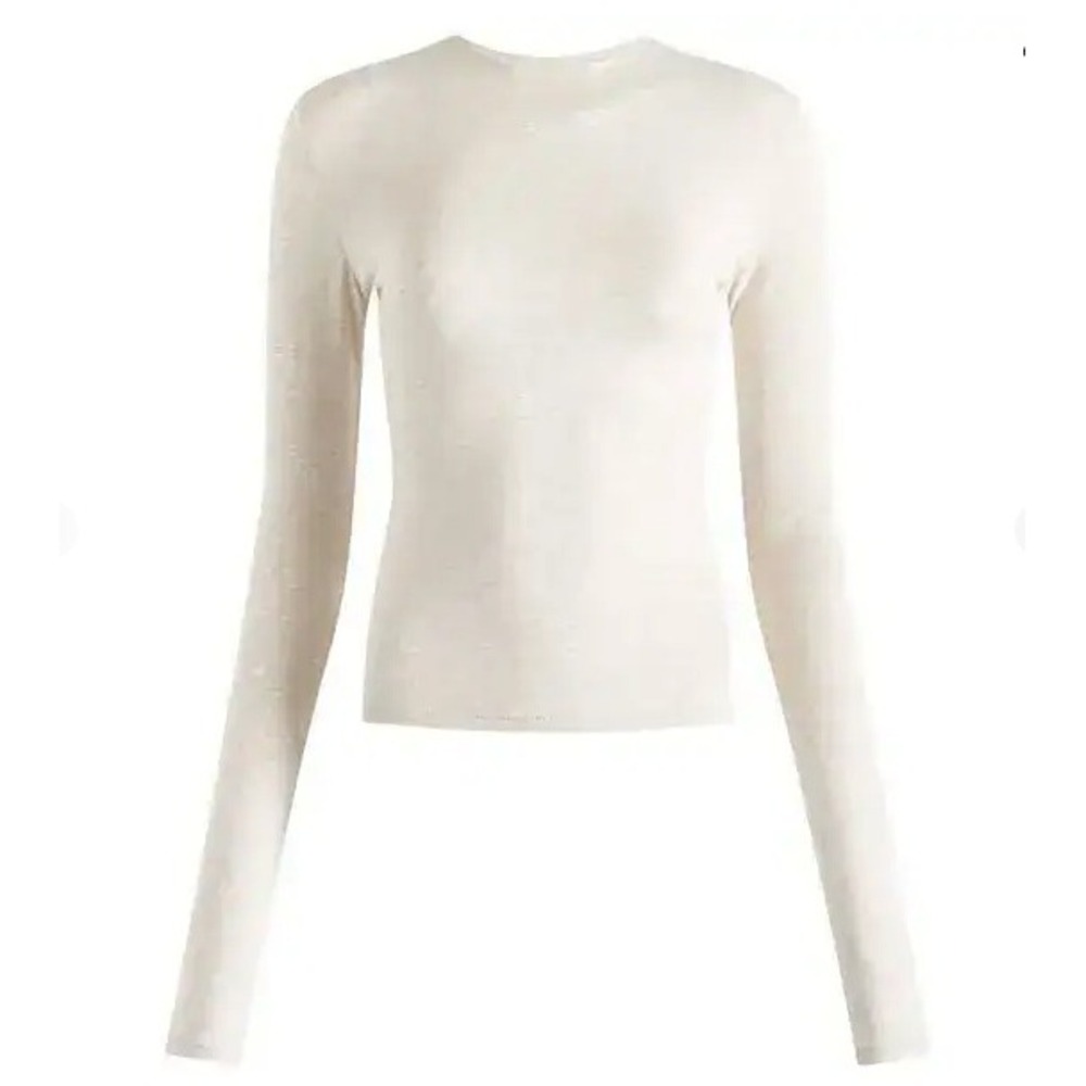 Skims Cotton Jersey Long Sleeve T-Shirt Oatmeal Heather XS AP-TSH-0647